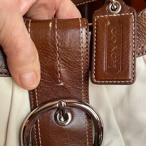 Authentic White "Coach" Purse - Picture 3 of 6